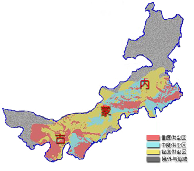 华北地区沙尘灾害影响区域地面供尘